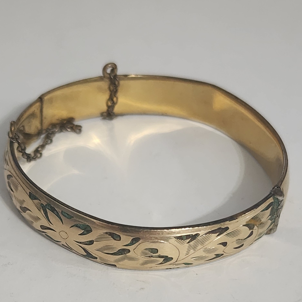 Forstner Charming Goldfilled  Floral Kids Bangle 2"W